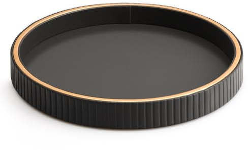 SANZIE Organizer portaoggetti da scrivania in pelle, vassoio premium per articoli vari, cosmetici, telefono, portafoglio, posate - Vassoio svuotatasche decorativo, Nero