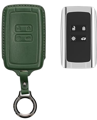 kwmobile Premium Leder Autoschlüssel Schutzhülle kompatibel mit Renault 4-Tasten Smartkey Autoschlüssel (nur Keyless Go) Hülle - Schlüssel Tasche - Dunkelgrün