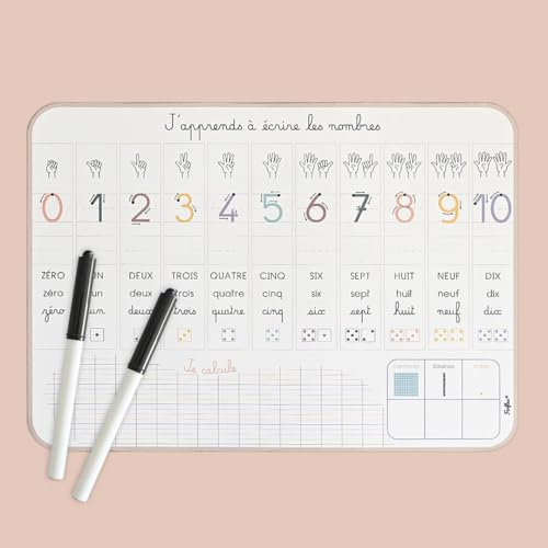 FERFLEX - Magnetische Lern-Tafel - Ich lerne, die Zahlen zu schreiben - Abwischbare Tafel - Flexibel und wiederverwendbar