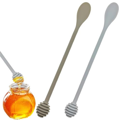 MIRKUZI Cucchiai per miele, bastoncino per miele bastoncino a nido d'ape in silicone bastoncino per mescolare con cucchiaio adatto per contenitori per vasi e barattoli (grigio, grigio scuro)