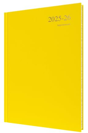 Collins 'Essentials' 12 Month Mid/Academic Year Planner, July 2025-July 2026 - ESSA41M.45-2526- Day-to-Page Appointments Diary, A4 Hard Cover, Yellow