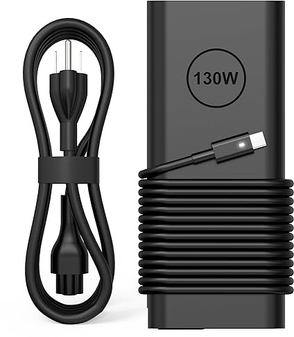 QIOUZW 130W USB C Laptop Charger Compatible with Dell XPS 15 17 2in1 9575 9500 9700 Latitude 5280 5420 7210 7410 7480 Precision 5530 2in1 5550 5750 3560 DA130PM170 Power Adapter Cord Supply