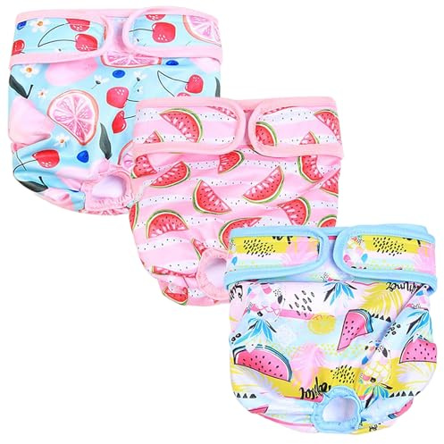 JSTHHTT 3 Pezzi Pannolini Cane Lavabili, Mutande per Cani, Pannolini Cani Femmine, pannolini per cani cane femmina lavabili m, Riutilizzabile Lavabile, Altamente Assorbenti