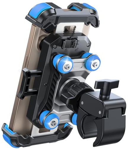 JOYROOM Handyhalterung Motorrad [Doppelt Vibrationsgedämpft] Handyhalter Fahrrad [Mit einem klick öffnen] Handy Halterung 360° Drehbar Lenker Halter für iPhone 16/15/14/13 Samsung S24/S23 Blau