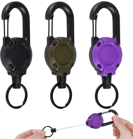 Dekorinex 3 Piezas Llavero Extensible con Mosquetón, Llavero Retráctil