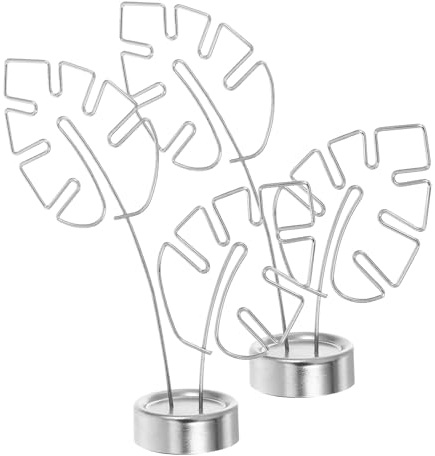 TOKIDNY 2 St Bordskortshållare i Metall med Monstera-bladdesign Stående Foto Memoklämma för och Hem Stabil och Bordshållare Anteckningar