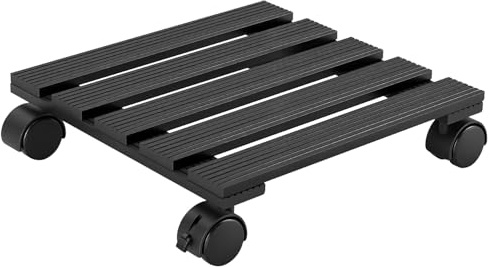 Monucep Rullo per piante in WPC, 30 x 30 cm, quadrato, antracite, fino a 80 kg, con 4 ruote, resistente alle intemperie, per interni, esterni, balcone, terrazza, giardino