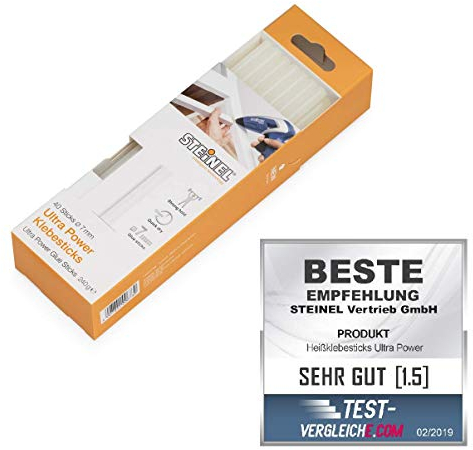 Steinel 6730 Klebesticks Ultra Power, 7 mm Durchmesser, 40 Sticks, 240g, universeller Schmelzkleber für feste Verbindungen, Farblos