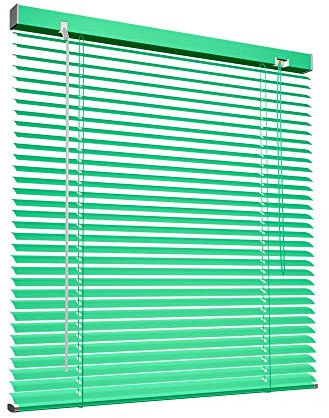 Victoria M. Aluminium Jalousie 80 x 220 cm, grün, Jalousie ohne Bohren, inkl. Klemmclips