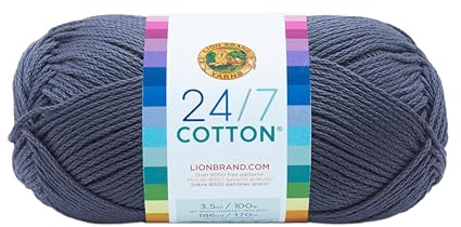 Lion Brand Yarn Company Cotton Yarn, 100 Percent Cotton, Denim,15.24x6.35x6.35 cm