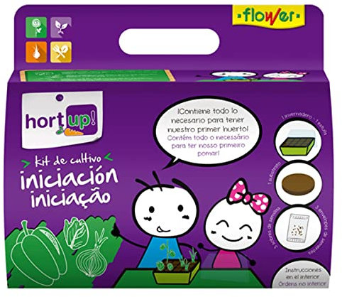 Flower - Kit de Cultivo de Iniciación | Fácil de Usar | Semillas de Lechuga Romana, Cebolla Babosa y Pimiento Dulce | Ideal para Huerto en Casa | Plástico, 18.5x15x14.5 cm