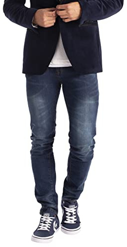 Men's Slim -Fit Jeans Stretch Straight Leg Casual Cotton Classic 5 Pocket Heavy Duty Work Denim Trousers Denim Pants All Waist Sizes Basic Denim Jeans - Discontinued Colours (Indigo Wash, 32W x 32L)