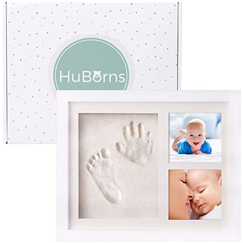 HuBorns - Bilderrahmen Fußabdruck Baby und Anti-Riss-Ton, um ein Einzigartiges Souvenir zu schaffen, Gipsabdruck Baby Hand und Fuß, Baby Geschenk, Fussabdruck Baby Abdruckset