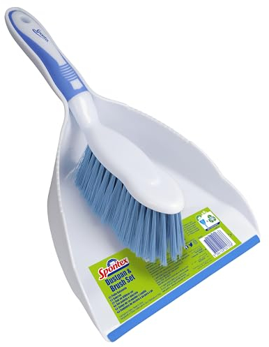 Spontex Kehrset mit Handfeger und Schaufel | Große Kehrschaufel | Widerstandsfähige Borsten und Gummilippe für einfaches Zusammenkehren | Kompakt | Leicht