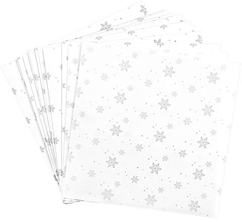 Ideen mit Herz Transparentpapier | 100 Blatt | Premium-Qualität | 110 g/qm | bedruckt | ideales Faltpapier zum Sterne basteln | transparentes Bastelpapier (Eiskristalle | weiß & silber, 20 x 20 cm)