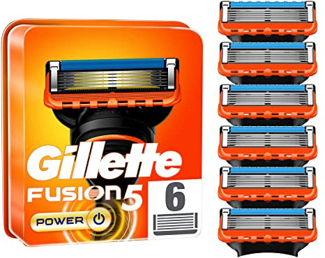 Gillette Fusion5 Power Recharges De Lames De Rasoir Pour Homme, 6 Recharges De Lames
