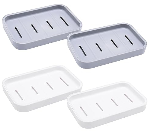 ATBUSS Lot de 4 porte-savons, porte-savon, maintien au sec, porte-savon de salle de bain avec vidange, facile à nettoyer pour douche, salle de bain, cuisine, lavabo