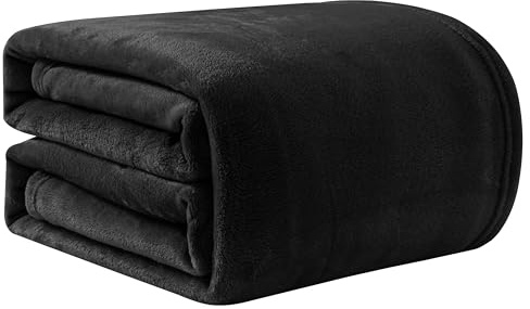 Good Nite Microfibra Mantas para Sofa, Manta Polar Sofa Extra Suave, Manta de Franela Cálida y Suave para Sofá Grande, Manta Cama, Colcha (Negro, 230 x 270cm)