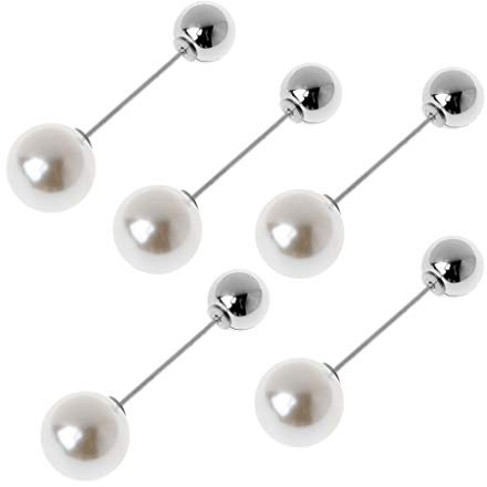 BYUTFA 5 Pz/Set Imitazione Doppia Spilla di Perle per Maglione Creativo Scialle Clip Sciarpa Spilli Gioielli Decorazione Vestiti Spilla per W