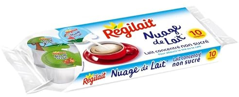 Nuage de Lait Entier Concentré Non Sucré REGILAIT - 10 sachets x 7.5g Délice Crémeux pour Boissons Chaudes Idéal pour Chocolat en Poud - Le Lot De 6