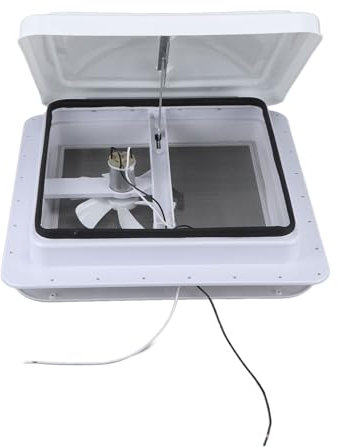 Acouto Évent de Toit pour Camping-Car de 14 Pouces, évent de Toit Universel avec Ventilateur Réversible 12V pour Ventilation de Camping-Car