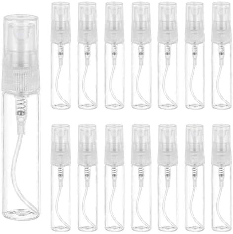 15 pezzi 5ml Mini Flacone Spray, Flacone Spray Vuoto, Riutilizzabile tomizzatore bottiglia di Profumo in Vetro, Plastica Trasparente Flacone Spray, per Oli Essenziali, Prodotti di Bellezza Biologici