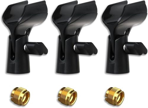 3 Pack Universal Microphone Holder, Adjustable Microphone Clip Flexible Mic Clip with Copper Screws for Wired Wireless Mic