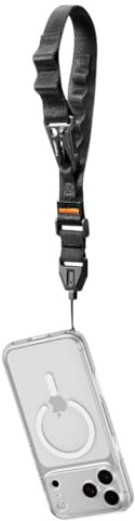 Spigen DA30S Dragonne de Poignet, Sangle Courte Réglable avec Tissu Hybride, Crochet Métallique, Système de Fixation Inspiré du MOLLE - Noir