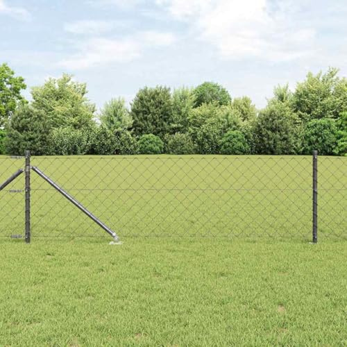 Valla de protección visual con postes gris 0,4 x 10 m de acero