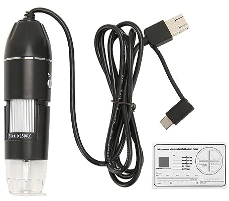 EIMSOAH Digital Microscope USB Type C 3 in 1 50X to 1600X Magnification 8 LED Endoscope Camera for Mobile Phone PC Laptop Inspection PCB Skin Hair