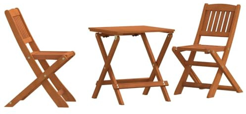 Ordellia Ensemble de Bistro Enfant 3 pièces en Bois d’Eucalyptus Massif Finition à l’Huile, Table 40 x 40 x 45 cm et 2 chaises 32 x 38 x 57,5 cm pour Jardin terrasse