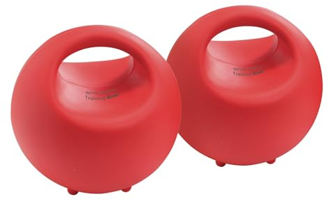 GYMNIC Training Bowl set da 2 palle mediche Ø 18 cm rosse con maniglia, riempibili con acqua o sabbia fino a 5,5 kg, ideali per allenamento di forza, resistenza e riabilitazione muscolare