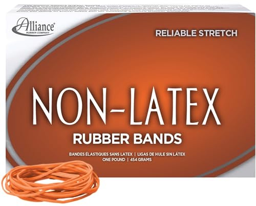 Alliance (37196) Latex-Free Orange Rubber Bands, Size 19 Inches, 0.16 x 3.5 Inches, APPROX. PCS. 1440 per Box