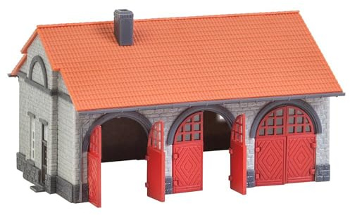 FALLER Modellino di casa dei Vigili del Fuoco, con 203 Pezzi, 101 x 82 x 60 mm, Accessorio Ferroviario N I Modelleisenbahn N Officina dei Vigili del Fuoco, Crema e Marrone