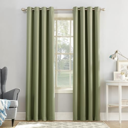 Sun Zero Soho Blackout Energy Efficient Grommet Curtain Single Panel, 54 x 63, Sage Green