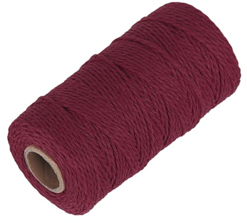 Ohtomber Red Natural Cotton Twine, 328ft 2MM for Crafts & Wrapping