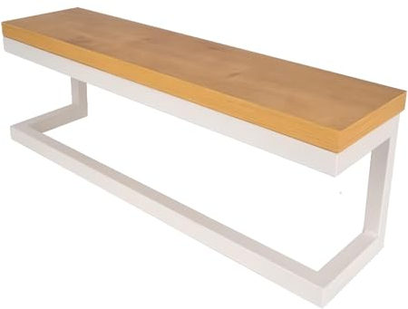 nebu! praktisches Regal mit Handtuchhalter in Holzoptik-Weiß aus Metall, Badezimmer, Küche, Outdoor