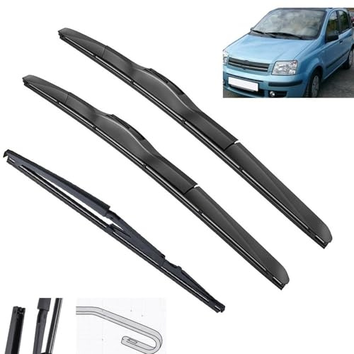 Juego de limpiaparabrisas delantero y trasero Compatible con Fiat Panda 169 2003-2012, cepillos para ventana de parabrisas de 22 + 16 + 13 