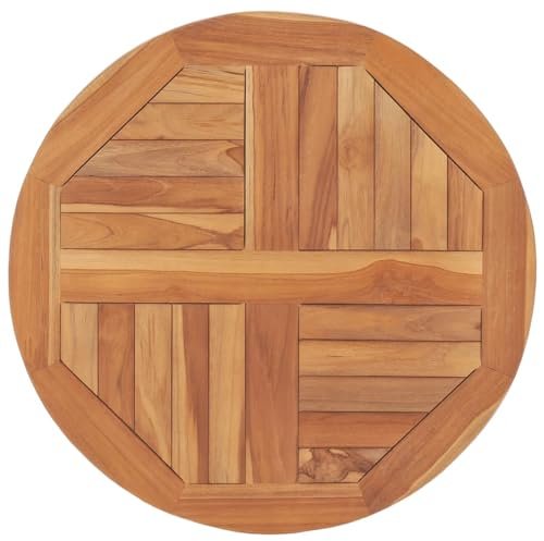 ZEYUAN Tischplatte Massivholz Teak Rund 2,5 cm 60 cm, Arbeitsplatte, Waschtischplatte, Bürotischplatte