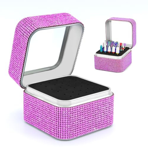 30-Loch-Nagelbohrer-Halter - Rhombus-Box E-File Nagelbohrer-Präsentationshalter, organisierende Behälter, staubgeschützte Nagelbohrer-Box für Nagelstudio-Werkzeuge (Nagelbohrer nicht inbegriffen)