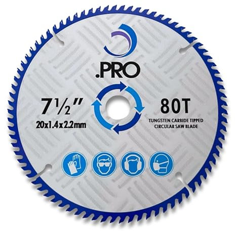 .PRO - Hoja de sierra circular de madera, 190 mm x 80 dientes x 20 mm (anillo de reducción de 16 mm) compatible con Makita, Dewalt, Bosch, Milwaukee, Evolution