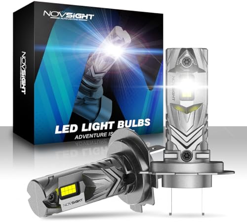NOVSIGHT Ampoule H7 LED - 1:1 Taille Design 24000LM 6500K Blanc Puissant H7 LED 500% Luminosité Kit de Conversion Halogène Ampoule de Remplacement Phare H7 Automobile, 2 Pcs Set