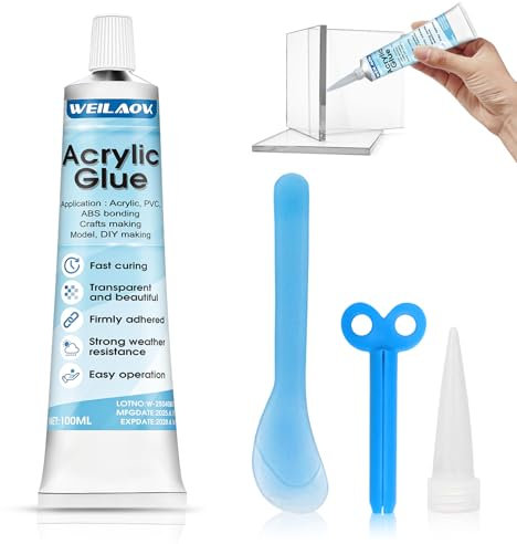 WEILAOK Pegamento para Plastico, Metal y Cristal - Aislante, Impermeable, Resistente a Altas Temperaturas - Adecuado Para Unir Acrílico, Vidrio, Azulejos, 100ml