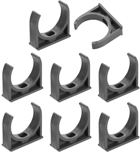 sourcing map 8Pcs PVC Water Pipe Clamps Clips, U-Shaped Tubing Hose Buckles, Irrigation Tube Holder for 40mm OD for TV Trays Tube Hose Hanger Support Tubing, Gray