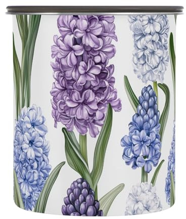 Sweet Hyacinths Contenitori per alimenti bianchi con coperchi Barattolo in acciaio inox Barattolo per caffè Contenitore impilabile a pulsante da cucina dispensa organizzazione e conservazione 900 ml