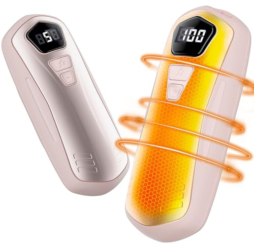 Calentador de Manos Recargable 2 Piezas,Calienta Manos Electrico 6000mAh,5 Niveles de Calentamiento,Pantalla LED,Calentador Portatil Electrico,para Raynauds, Camping, Christmas Regalos (Rosa)