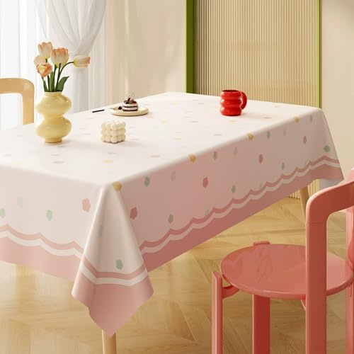 Fansu Mantel Hule Mesa Rectangular Exterior, Manteles Impermeables Antimanchas Plastico PVC Impresión Floral Mantel Mesa Jardin para Fiesta Picnic Cocina Comedor (Rosa A,90x140cm)