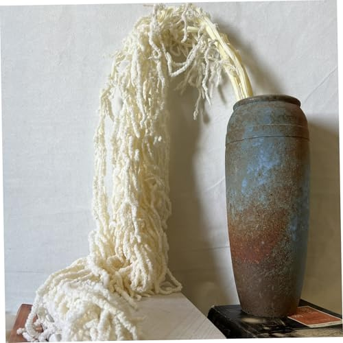 Comebachome Fiori secchi, Amaranto essiccato conservato da 60-80 cm, Pianta rampicante riutilizzabile da appendere per decorazioni nuziali, Composizione di fiori secchi, Decorazione murale (Beige)