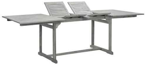 VIHHQGC Solid Acacia Wood Garden Dining Table Extendable for Patio, Durable Outdoor Dining Table Set, Weather Resistant Acacia Wood with Rustic Charm (160-240) x100x75 cm