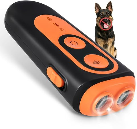 HYCFYJR Antiladridos para Perros Ultrasonidos, Ahuyentador de Perros Seguro y Humano con 3 Modos, Alcance 8 m y Linterna LED, Anti Ladridos para Perros Pequeños, Medianos y Grandes Interior Exterior